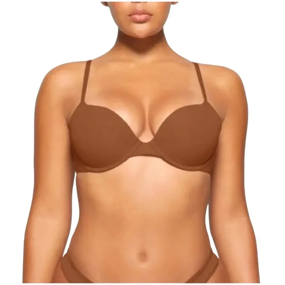 Lot (2) SKIMS Fit Everybody Push Up Bra 36D‎ Bronze Cocoa Neutral Demi EUC - Picture 2 of 9